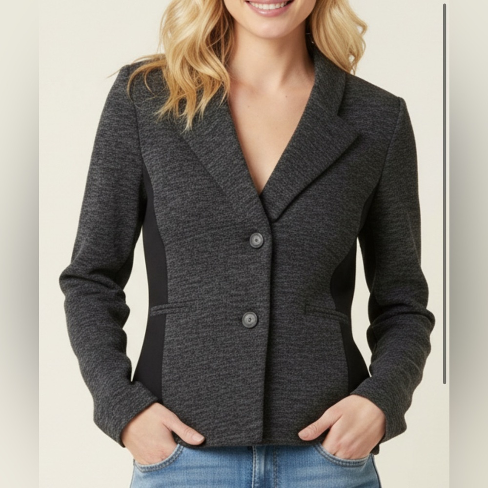 Cartonnier Anthropologie Spliced Heather Charcoal Gray Black Blazer Jack…